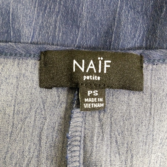 Anthropologie Naïf Chambray Dress Bell Sleeve with Embroidery - Picture 6 of 6